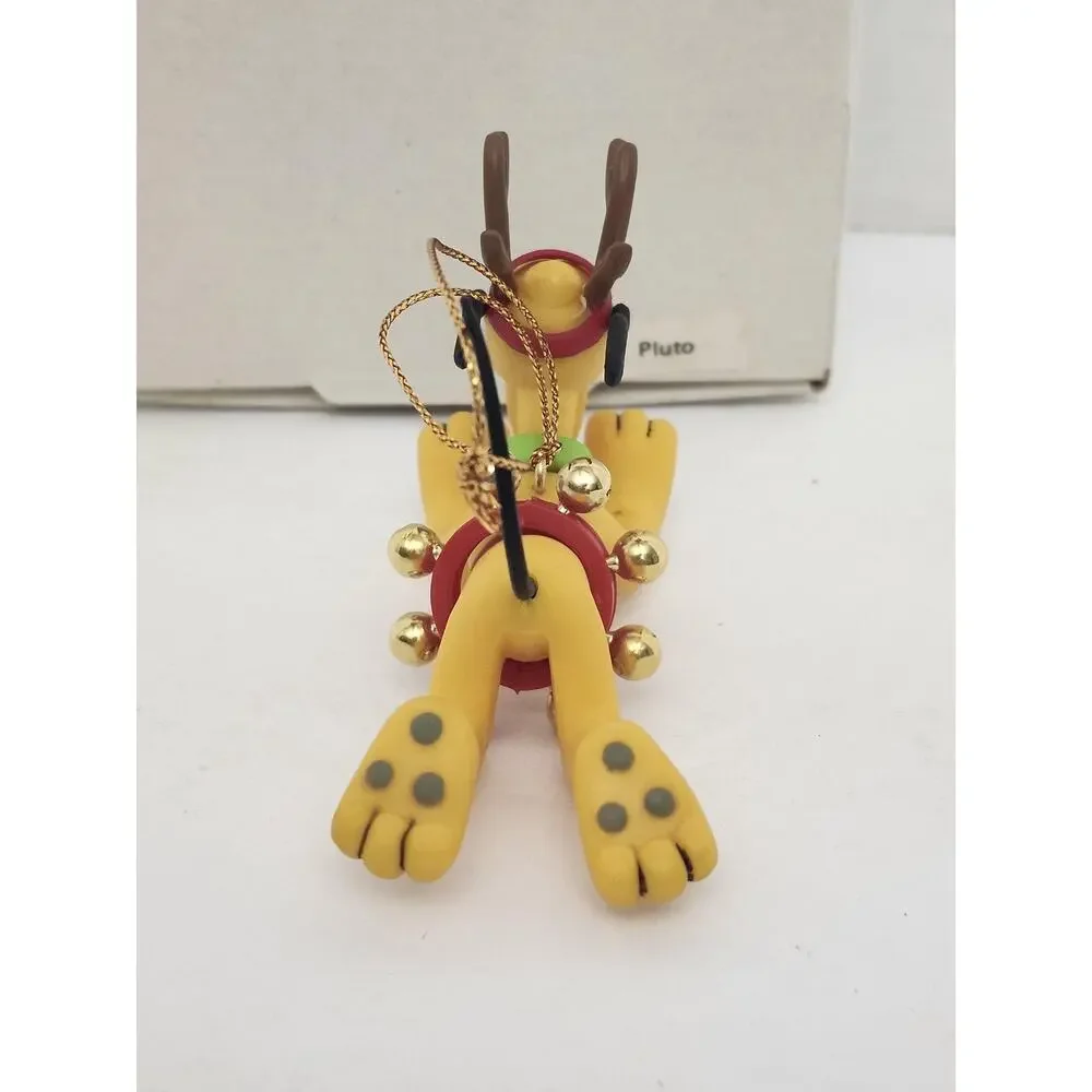 Vintage Disney Pluto Reindeer Christmas Ornament Boxed Holiday Dog Figurine